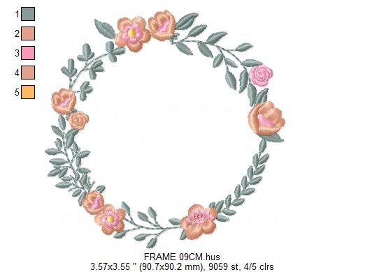 Flowers Monogram Frame embroidery designs - Flower embroidery design machine embroidery pattern - Floral embroidery file - girl embroidery Marcia Embroidery