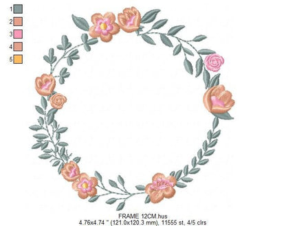 Flowers Monogram Frame embroidery designs - Flower embroidery design machine embroidery pattern - Floral embroidery file - girl embroidery Marcia Embroidery
