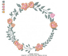 Load image into Gallery viewer, Flowers Monogram Frame embroidery designs - Flower embroidery design machine embroidery pattern - Floral embroidery file - girl embroidery
