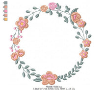 Load image into Gallery viewer, Monogram Frame embroidery designs - Flower embroidery design machine embroidery pattern - Floral wreath embroidery file - digital download
