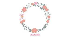 Monogram Frame embroidery designs - Flower embroidery design machine embroidery pattern - Floral wreath embroidery file - digital download