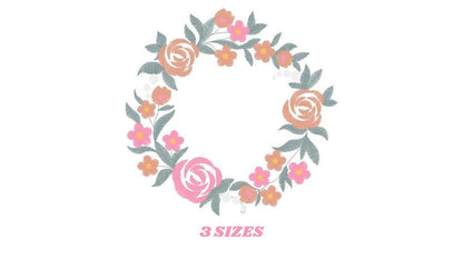 Monogram Floral Frame embroidery designs - Roses Frame machine embroidery pattern - Floral wreath garland file - Instant download pes jef