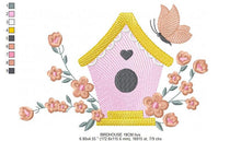 Load image into Gallery viewer, Bird embroidery designs - Birdhouse embroidery design machine embroidery pattern - Crafty Bird Lovers embroidery - instant digital download
