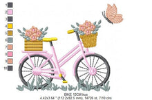 Load image into Gallery viewer, Bike embroidery designs - Bicycle embroidery design machine embroidery pattern - baby  girl embroidery file - Delicate Bike with flowers jef
