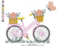 Carica l&#39;immagine nel visualizzatore di Gallery, Bike embroidery designs - Bicycle embroidery design machine embroidery pattern - baby  girl embroidery file - Delicate Bike with flowers jef
