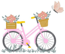 Carica l&#39;immagine nel visualizzatore di Gallery, Bike embroidery designs - Bicycle embroidery design machine embroidery pattern - baby  girl embroidery file - Delicate Bike with flowers jef
