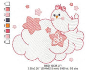 Charger l&#39;image dans la galerie, Bird embroidery designs - Bird with cloud embroidery design machine embroidery pattern - Baby girl embroidery file - instant download pes
