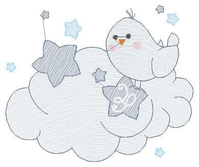 Bird embroidery designs - Bird in a cloud embroidery design machine embroidery pattern - Baby boy embroidery file - Instant digital download Marcia Embroidery