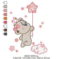 Load image into Gallery viewer, Birthday Bear embroidery designs - Animals embroidery design machine embroidery pattern - Bear embroidery file - baby girl embroidery pes
