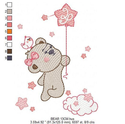 Birthday Bear embroidery designs - Animals embroidery design machine embroidery pattern - Bear embroidery file - baby girl embroidery pes Marcia Embroidery