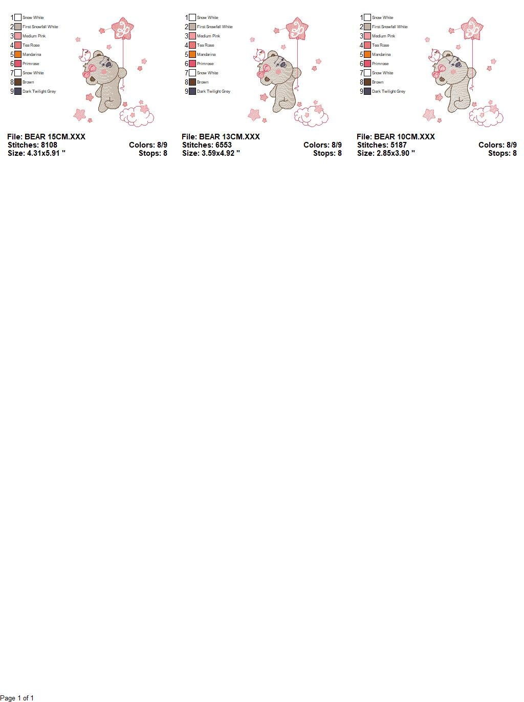 Birthday Bear embroidery designs - Animals embroidery design machine embroidery pattern - Bear embroidery file - baby girl embroidery pes Marcia Embroidery
