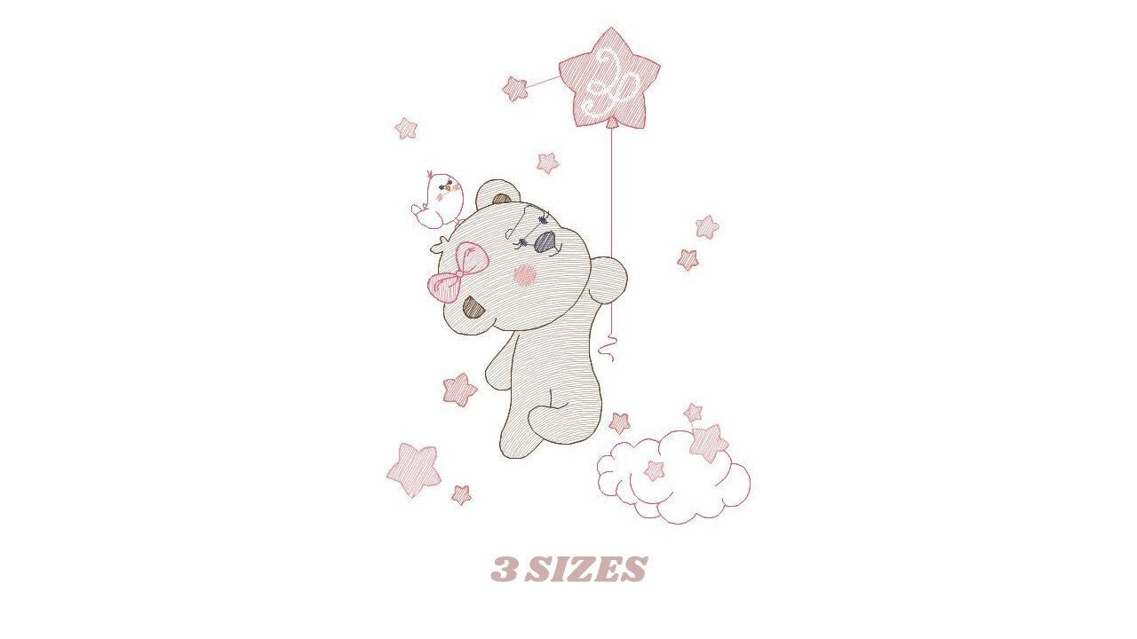 Birthday Bear embroidery designs - Animals embroidery design machine embroidery pattern - Bear embroidery file - baby girl embroidery pes Marcia Embroidery