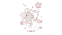 Load image into Gallery viewer, Bear embroidery designs - Cloud and stars embroidery design machine embroidery pattern - Baby girl embroidery file instant download pes jef
