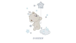 Bear with balloon embroidery designs - Bear embroidery design machine embroidery pattern - Animal embroidery file - Baby boy embroidery pes