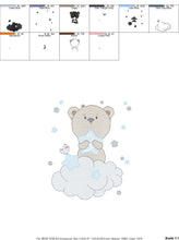 Laden Sie das Bild in den Galerie-Viewer, Bear embroidery designs - Bear with star embroidery design machine embroidery pattern - Cute sweet boy bear with cloud - instant download
