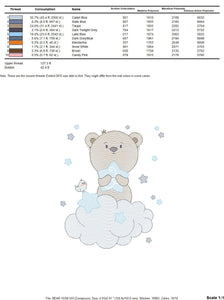 Bear embroidery designs - Bear with star embroidery design machine embroidery pattern - Cute sweet boy bear with cloud - instant download