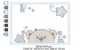 Peek a boo Bear embroidery designs - Teddy embroidery design machine embroidery pattern - Baby Boy embroidery file - download bear in frame