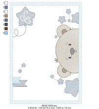 Cargar imagen en el visor de la galería, Peek a boo Bear embroidery designs - Teddy embroidery design machine embroidery pattern - Baby Boy embroidery file - download bear in frame
