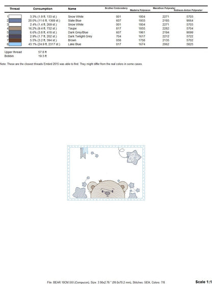 Peek a boo Bear embroidery designs - Teddy embroidery design machine embroidery pattern - Baby Boy embroidery file - download bear in frame