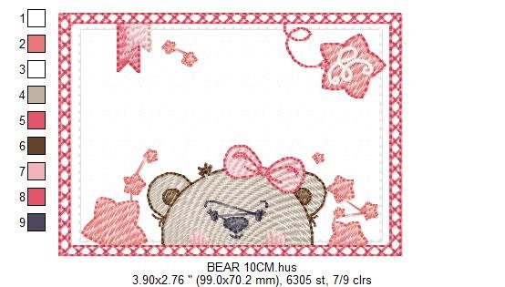 Bear embroidery designs - Teddy embroidery design machine embroidery pattern - Baby Girl embroidery file - instant download bear in a frame Marcia Embroidery