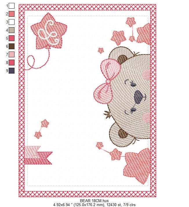 Bear embroidery designs - Teddy embroidery design machine embroidery pattern - Baby Girl embroidery file - instant download bear in a frame Marcia Embroidery