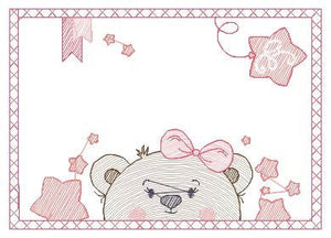 Bear embroidery designs - Teddy embroidery design machine embroidery pattern - Baby Girl embroidery file - instant download bear in a frame