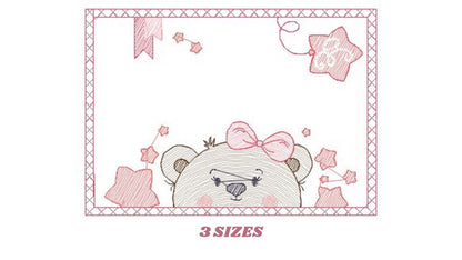 Bear embroidery designs - Teddy embroidery design machine embroidery pattern - Baby Girl embroidery file - instant download bear in a frame Marcia Embroidery