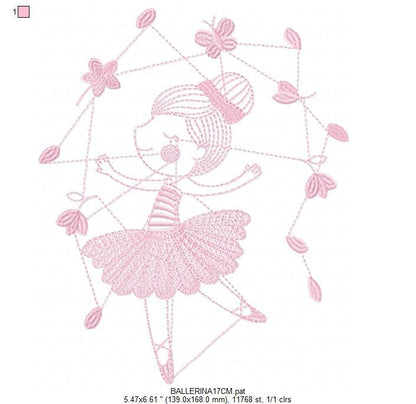 Ballerina embroidery designs - Ballet embroidery design machine embroidery pattern - instant download - Baby girl embroidery digital file