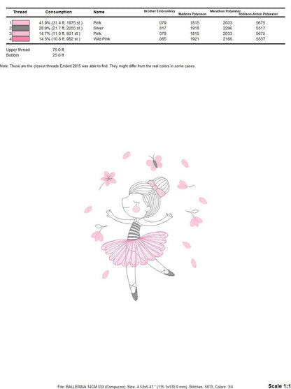 Ballerina embroidery designs - Ballet embroidery design machine embroidery pattern - instant download - Baby girl embroidery digital file
