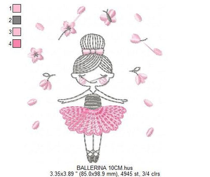 Ballerina embroidery designs - Ballet embroidery design machine embroidery pattern - instant download - Baby girl embroidery digital file Marcia Embroidery