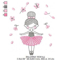 Ballerina embroidery designs - Ballet embroidery design machine embroidery pattern - instant download - Baby girl embroidery digital file
