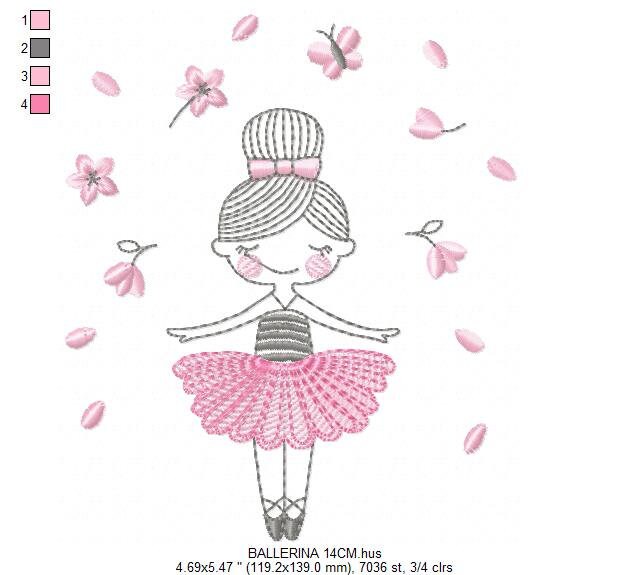 Ballerina embroidery designs - Ballet embroidery design machine embroidery pattern - instant download - Baby girl embroidery digital file Marcia Embroidery