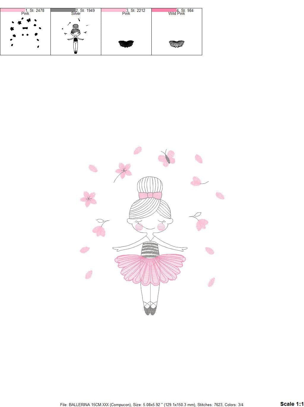 Ballerina embroidery designs - Ballet embroidery design machine embroidery pattern - instant download - Baby girl embroidery digital file Marcia Embroidery