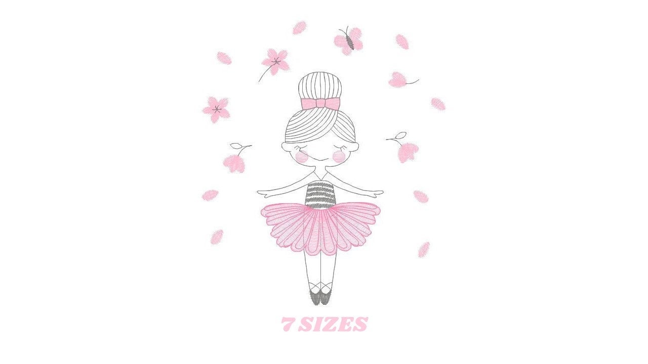 Ballerina embroidery designs - Ballet embroidery design machine embroidery pattern - instant download - Baby girl embroidery digital file Marcia Embroidery