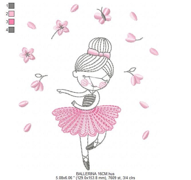 Ballerina embroidery designs - Ballet embroidery design machine embroidery pattern - instant download - Baby girl embroidery digital file