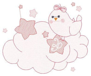 Bird embroidery designs - Bird with cloud embroidery design machine embroidery pattern - Baby girl embroidery file - instant download pes