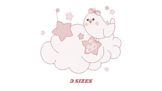 Bird embroidery designs - Bird with cloud embroidery design machine embroidery pattern - Baby girl embroidery file - instant download pes Marcia Embroidery