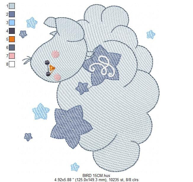 Bird embroidery designs - Bird in a cloud embroidery design machine embroidery pattern - Baby boy embroidery file - Instant digital download Marcia Embroidery