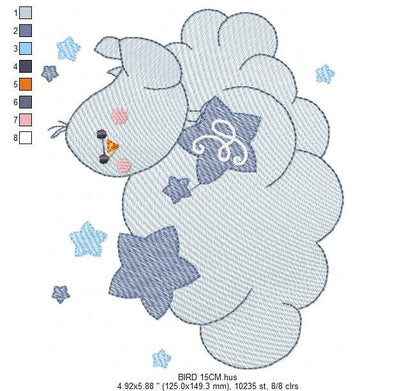 Bird embroidery designs - Bird in a cloud embroidery design machine embroidery pattern - Baby boy embroidery file - Instant digital download Marcia Embroidery