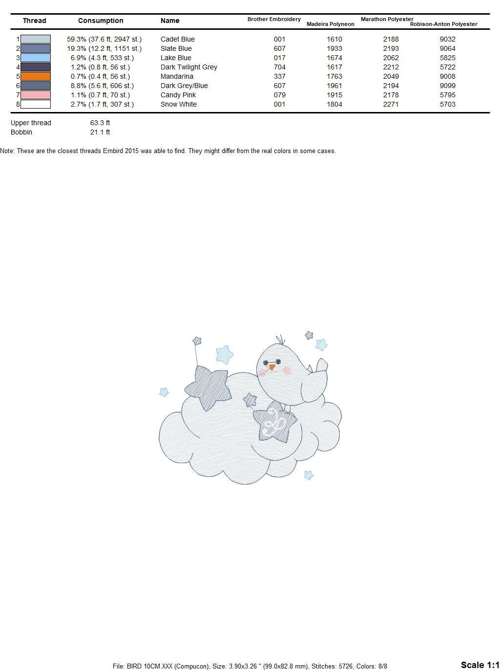 Bird embroidery designs - Bird in a cloud embroidery design machine embroidery pattern - Baby boy embroidery file - Instant digital download Marcia Embroidery