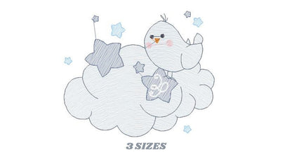 Bird embroidery designs - Bird in a cloud embroidery design machine embroidery pattern - Baby boy embroidery file - Instant digital download Marcia Embroidery