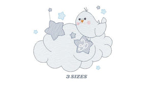 Bird embroidery designs - Bird in a cloud embroidery design machine embroidery pattern - Baby boy embroidery file - Instant digital download