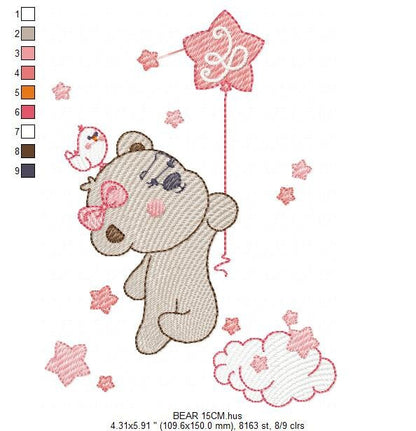 Birthday Bear embroidery designs - Animals embroidery design machine embroidery pattern - Bear embroidery file - baby girl embroidery pes Marcia Embroidery