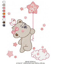 Load image into Gallery viewer, Birthday Bear embroidery designs - Animals embroidery design machine embroidery pattern - Bear embroidery file - baby girl embroidery pes
