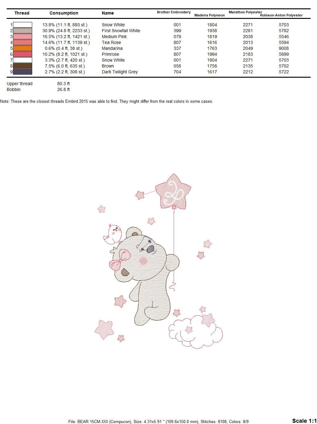 Birthday Bear embroidery designs - Animals embroidery design machine embroidery pattern - Bear embroidery file - baby girl embroidery pes Marcia Embroidery