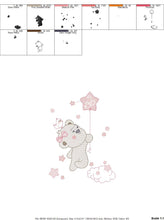 Load image into Gallery viewer, Birthday Bear embroidery designs - Animals embroidery design machine embroidery pattern - Bear embroidery file - baby girl embroidery pes
