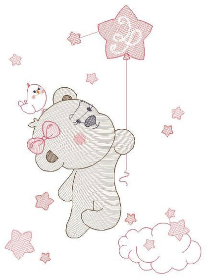 Birthday Bear embroidery designs - Animals embroidery design machine embroidery pattern - Bear embroidery file - baby girl embroidery pes Marcia Embroidery