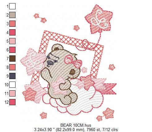 Bear embroidery designs - Cloud and stars embroidery design machine embroidery pattern - Baby girl embroidery file instant download pes jef Marcia Embroidery