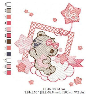 Bear embroidery designs - Cloud and stars embroidery design machine embroidery pattern - Baby girl embroidery file instant download pes jef Marcia Embroidery