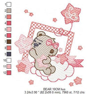 Laden Sie das Bild in den Galerie-Viewer, Bear embroidery designs - Cloud and stars embroidery design machine embroidery pattern - Baby girl embroidery file instant download pes jef
